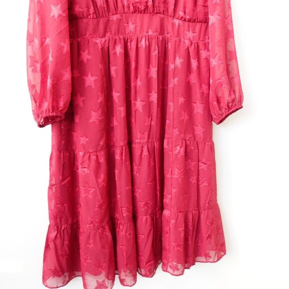 TORRID Dress 1 Red Empire Midi 1X Plus Tier Flowy Peasant Prairie Clip Dot - Picture 8 of 12